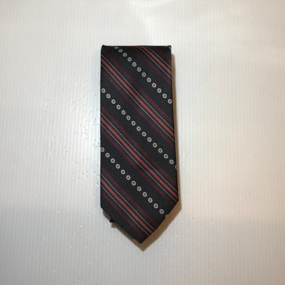 Black Red Gray Striped Short Classic Men Necktie